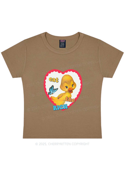 Eat The Rich Duck Y2K Baby Tee Cherrykitten