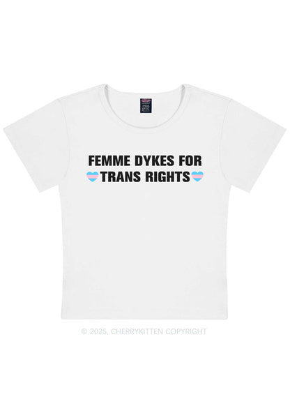 Femme Dykes For Trans Rights Y2K Baby Tee Cherrykitten