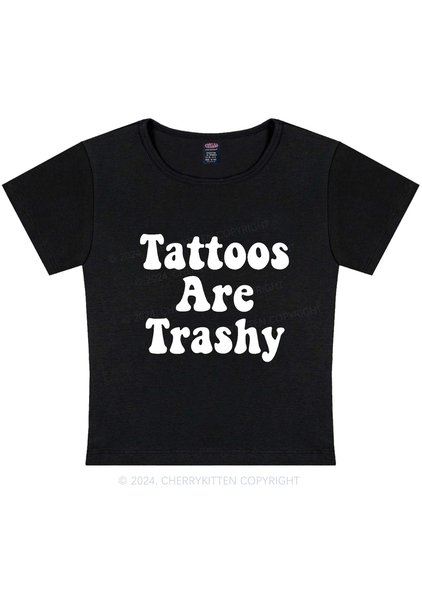 Curvy Tattoos Are Trashy Y2K Baby Tee Cherrykitten