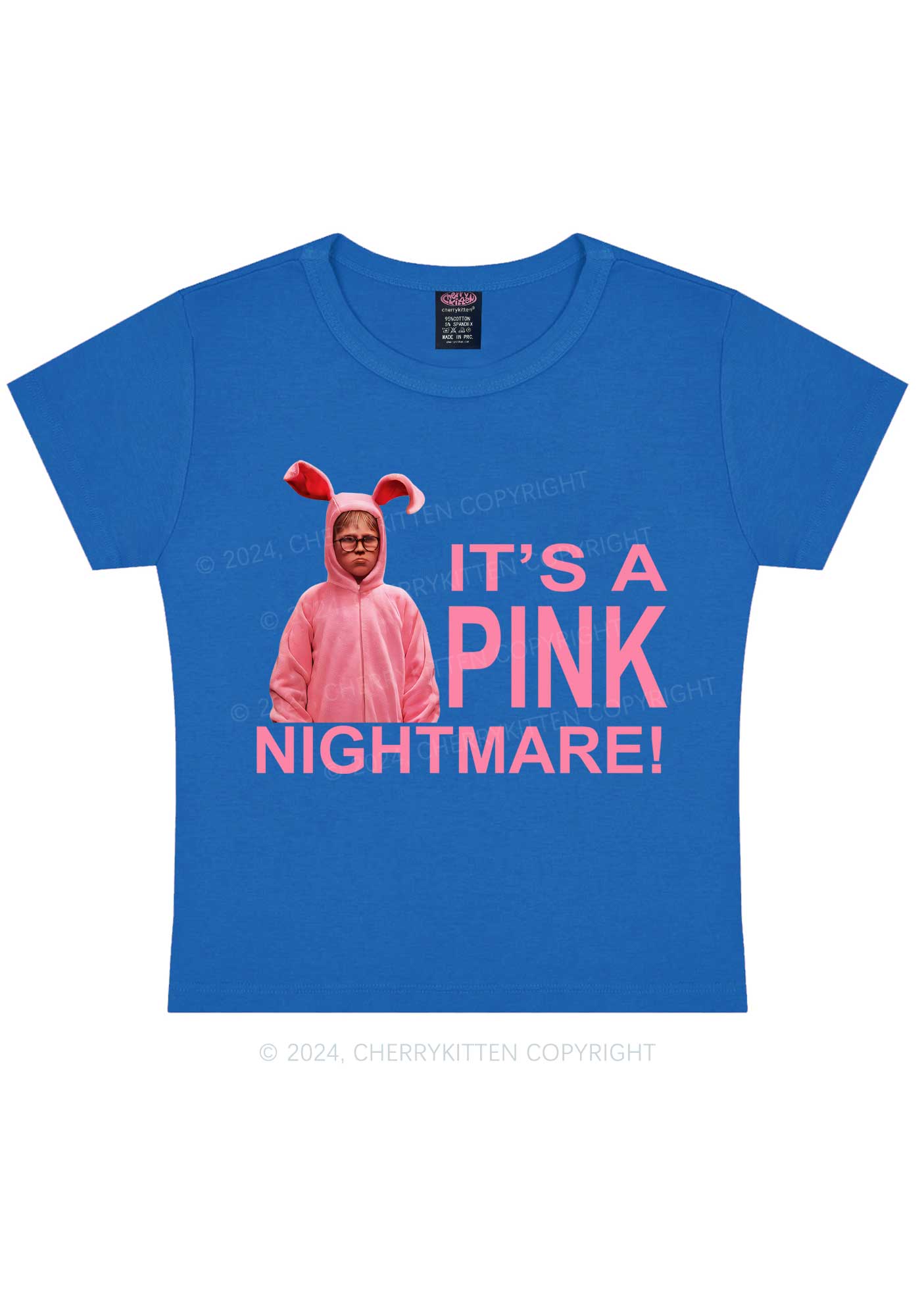 Christmas Pink Nightmare Y2K Baby Tee Cherrykitten