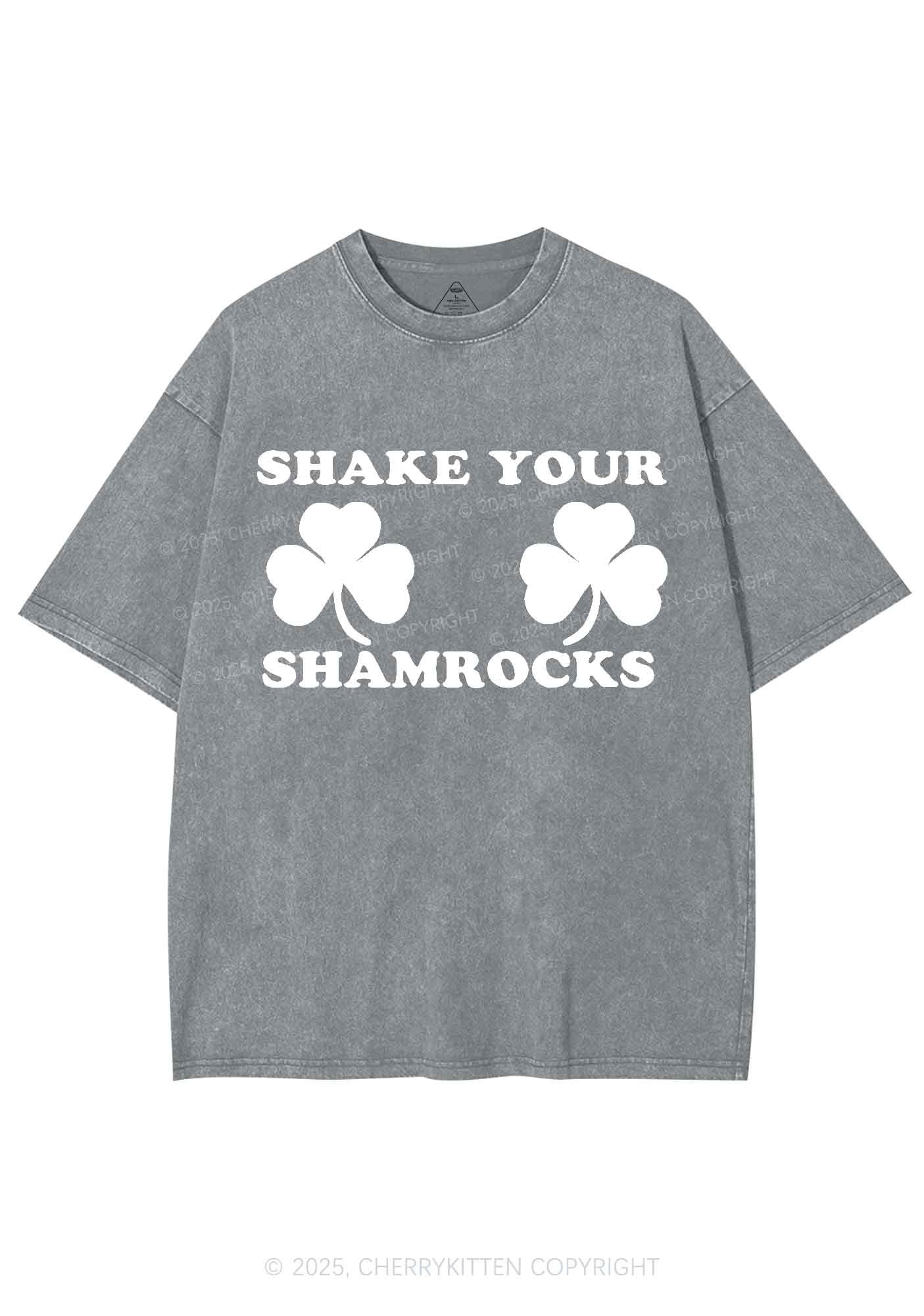 Shake Your Shamrocks St Patricks Y2K Washed Tee Cherrykitten