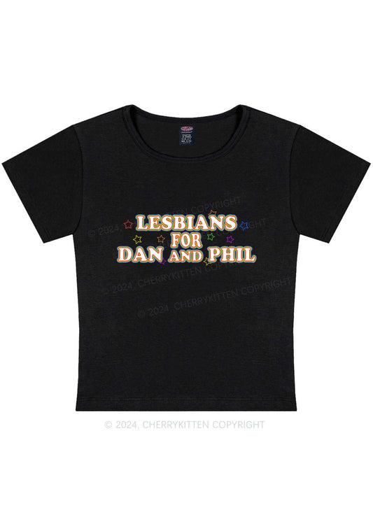 Lesbians For Dan Y2K Baby Tee Cherrykitten