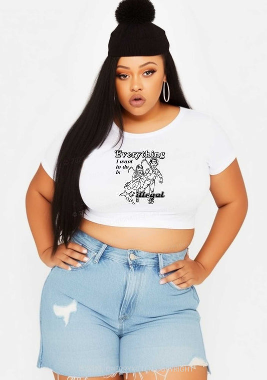 Curvy Everything Is Illegal Y2K Baby Tee Cherrykitten