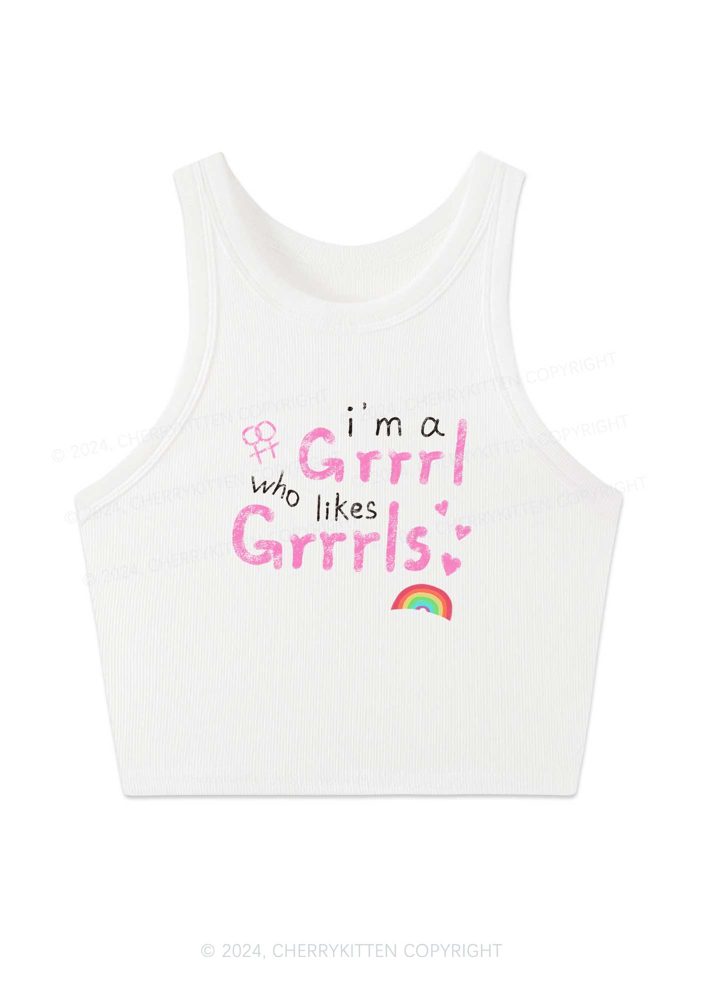 Grrrl Likes Grrrls Y2K Crop Tank Top Cherrykitten