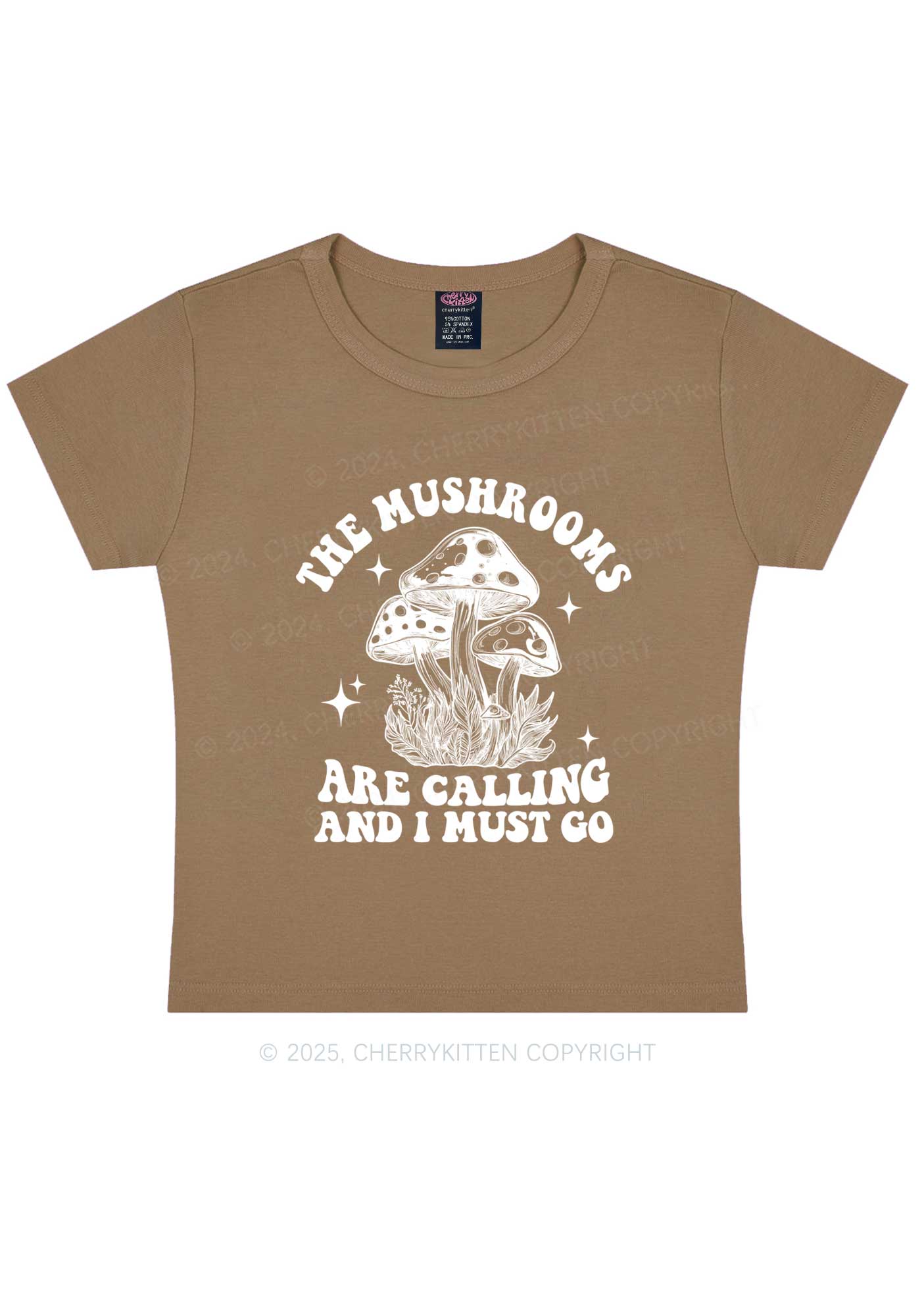 The Mushrooms Are Calling Y2K Baby Tee Cherrykitten