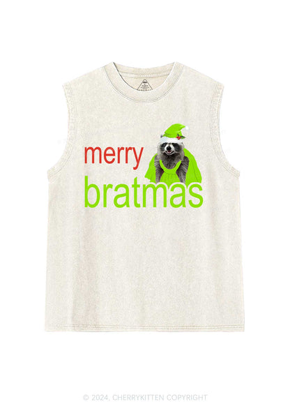 Christmas Merry Bratmas Y2K Washed Tank Cherrykitten