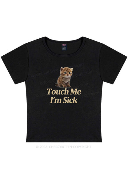 Curvy I'm Sick Cat Y2K Baby Tee Cherrykitten