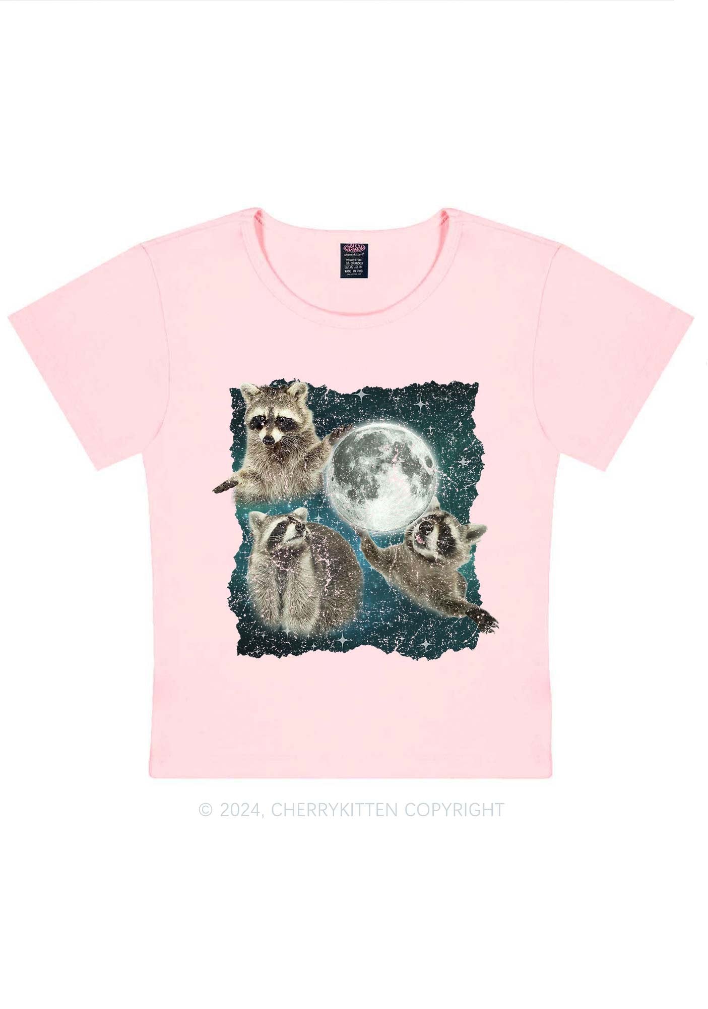 Raccoon Moon Y2K Baby Tee Cherrykitten