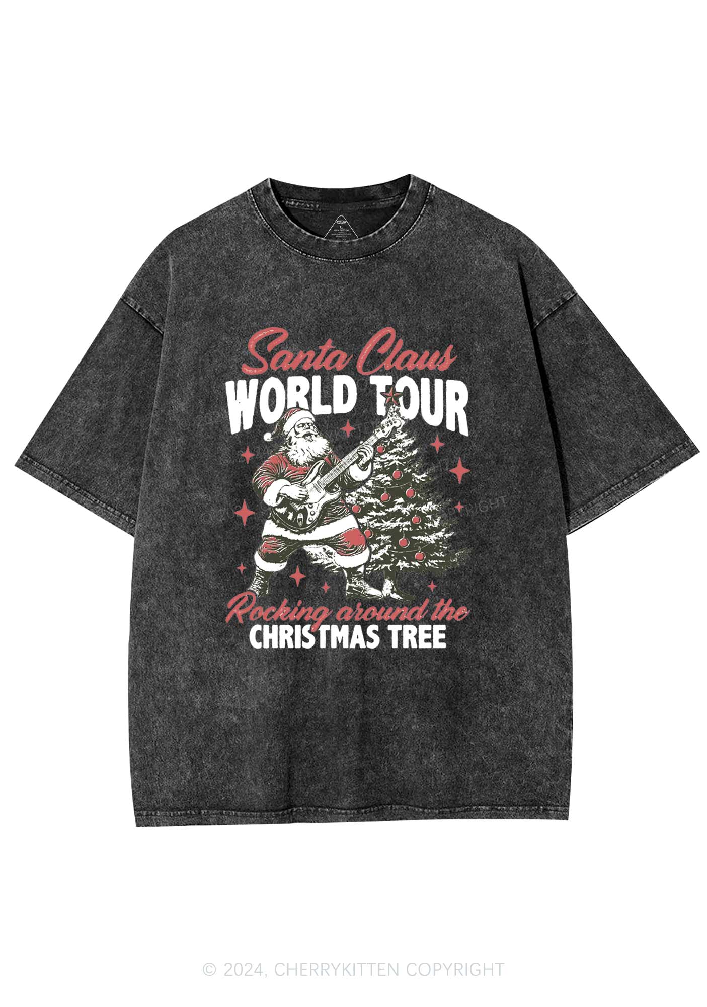 Christmas Santa Claus World Tour Y2K Washed Tee Cherrykitten