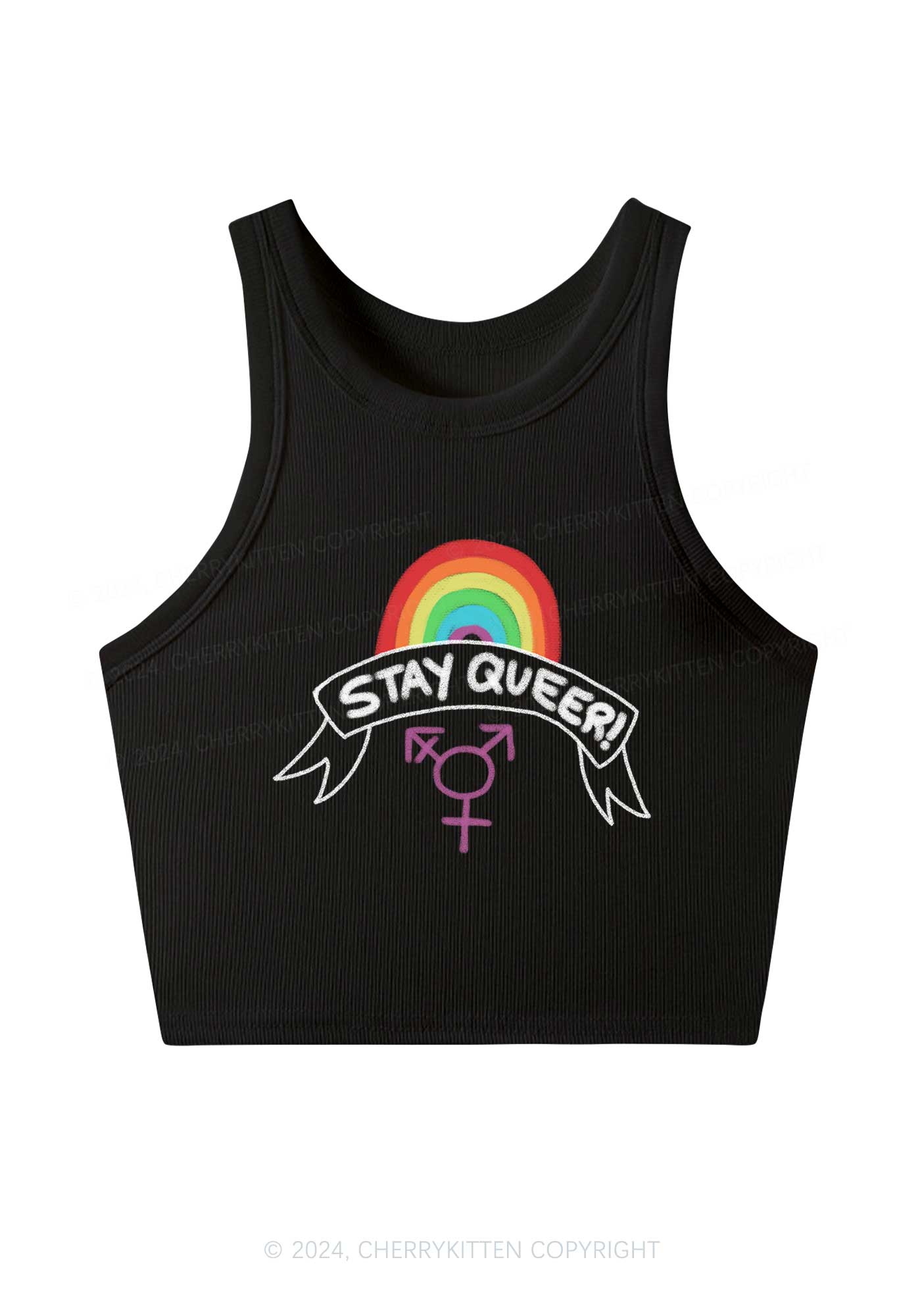 Stay Queer Y2K Crop Tank Top Cherrykitten