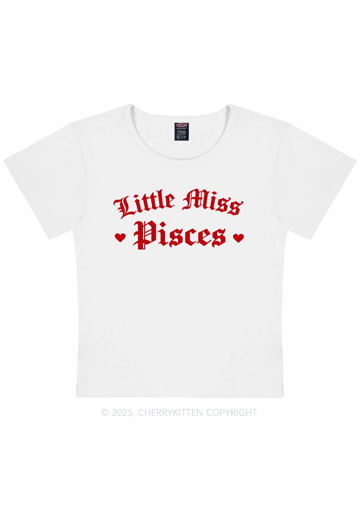 Custom Zodiac Little Miss Y2K Baby Tee Cherrykitten