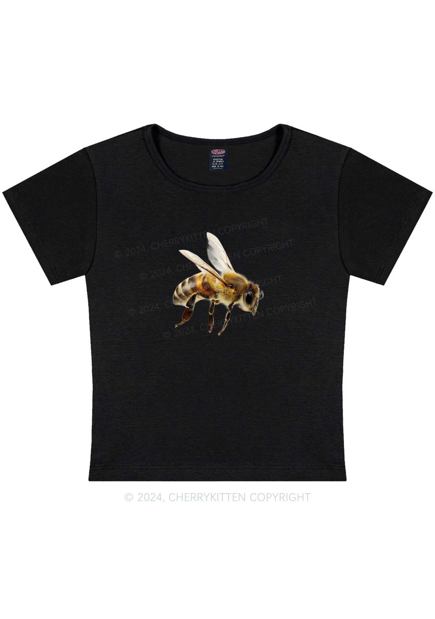 Curvy Flying Bee Y2K Baby Tee Cherrykitten