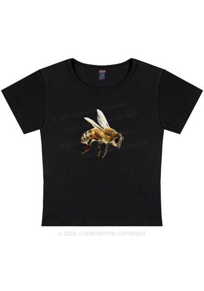 Curvy Flying Bee Y2K Baby Tee Cherrykitten