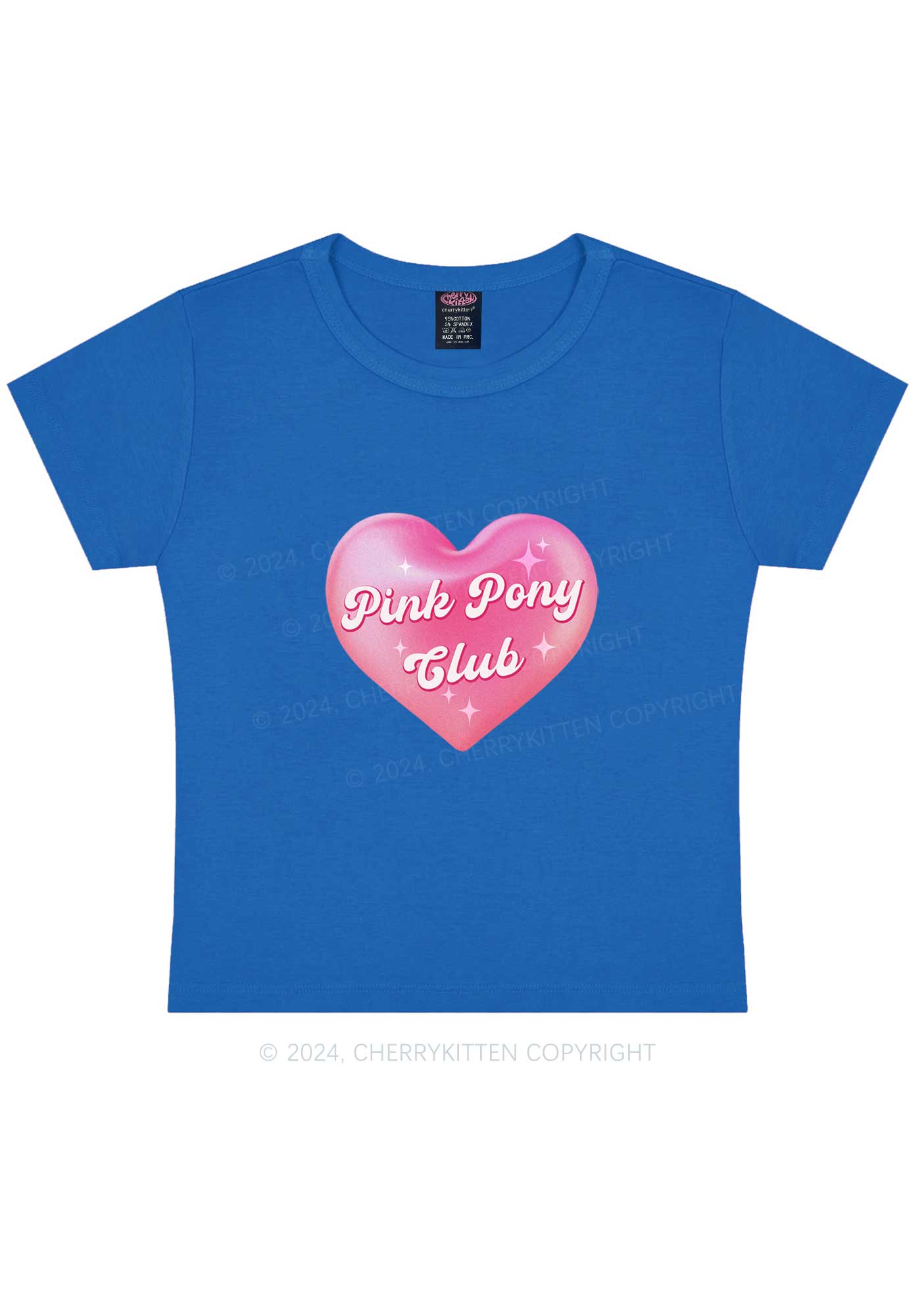 Pink Heart Pony Club Y2K Baby Tee Cherrykitten