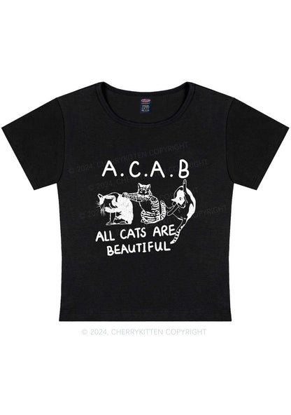 ACAB Cats Y2K Baby Tee Cherrykitten