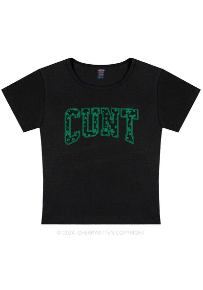 Green Cxxt St Patricks Y2K Baby Tee Cherrykitten