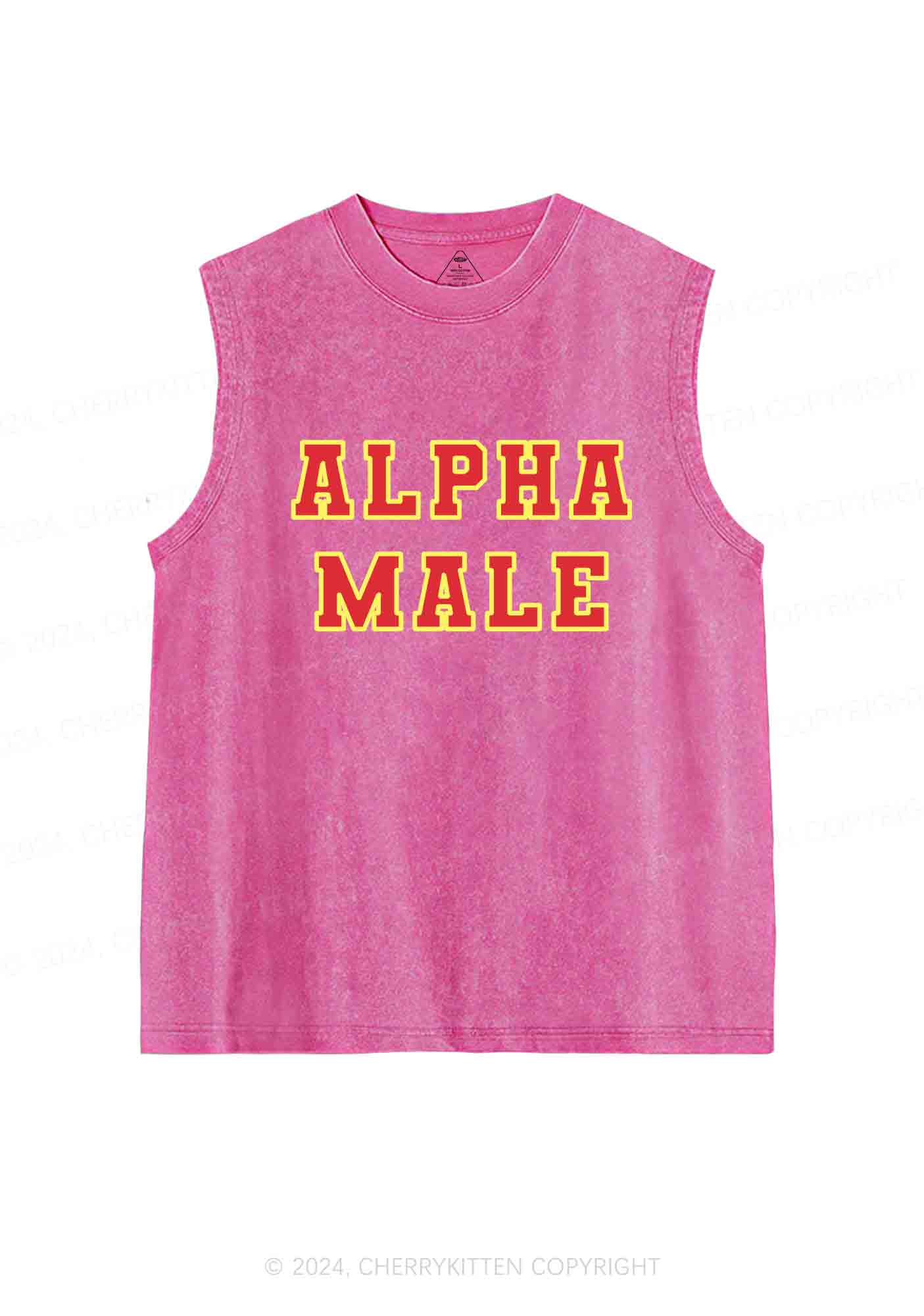 Red Alpha Male Y2K Washed Tank Cherrykitten