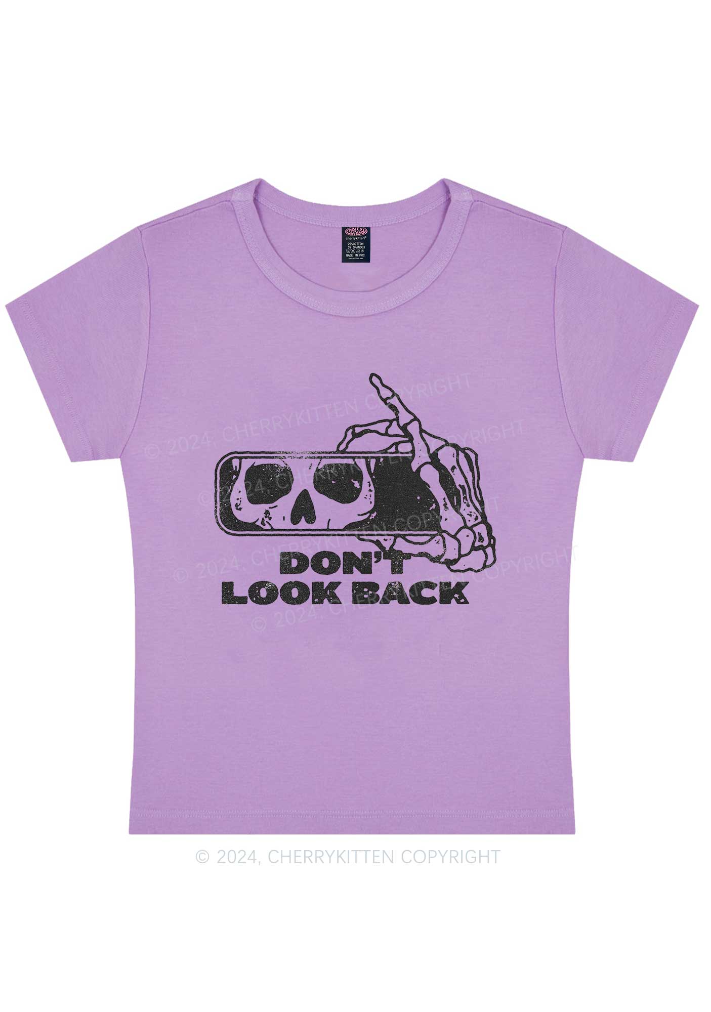 Halloween Don't Look Back Y2K Baby Tee Cherrykitten