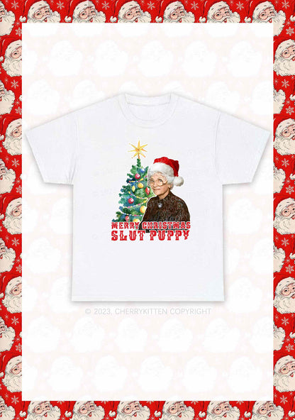 Merry Christmas Slxt Puppy Y2K Chunky Shirt Cherrykitten