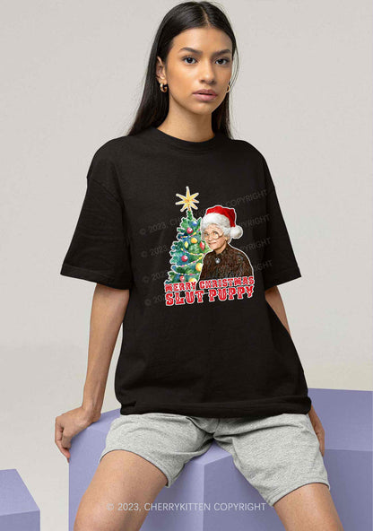 Merry Christmas Slxt Puppy Y2K Chunky Shirt Cherrykitten