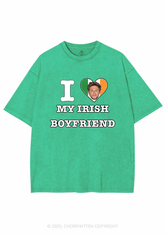 Custom Irish Boyfriend Photo St Patricks Y2K Washed Tee Cherrykitten