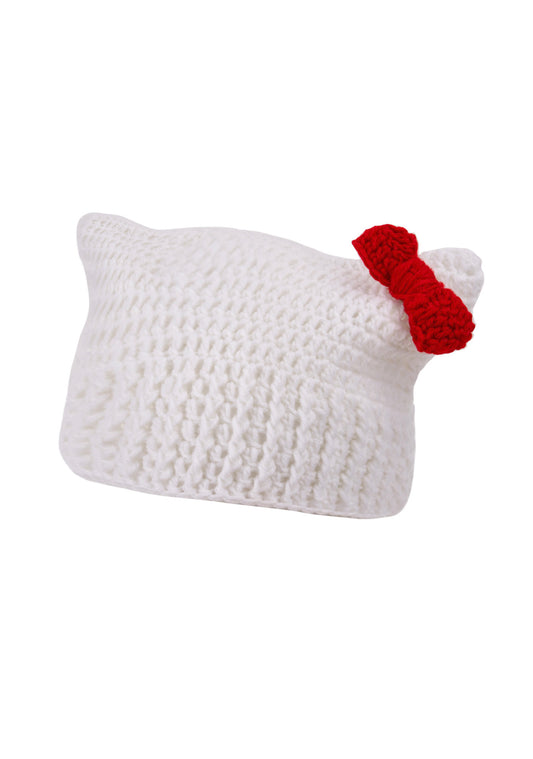 Bow Cat Ears Knit Beanie Y2K Hat Cherrykitten