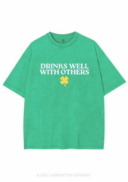 Drinks Well With Others St Patricks Y2K Washed Tee Cherrykitten