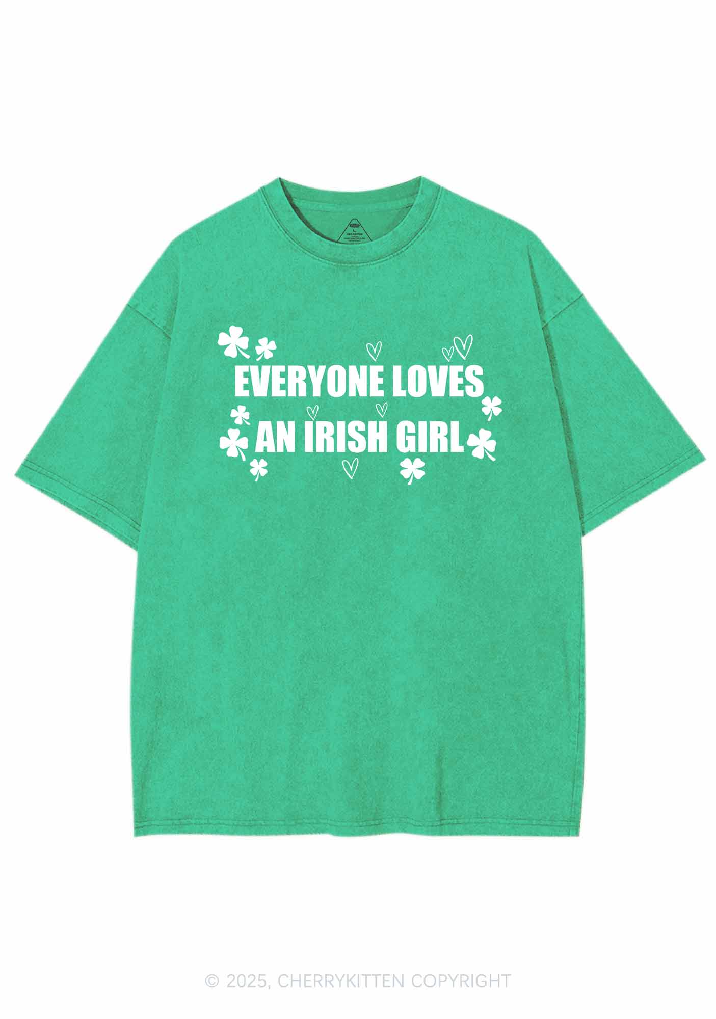 Everyone Loves Irish Girl St Patricks Y2K Washed Tee Cherrykitten