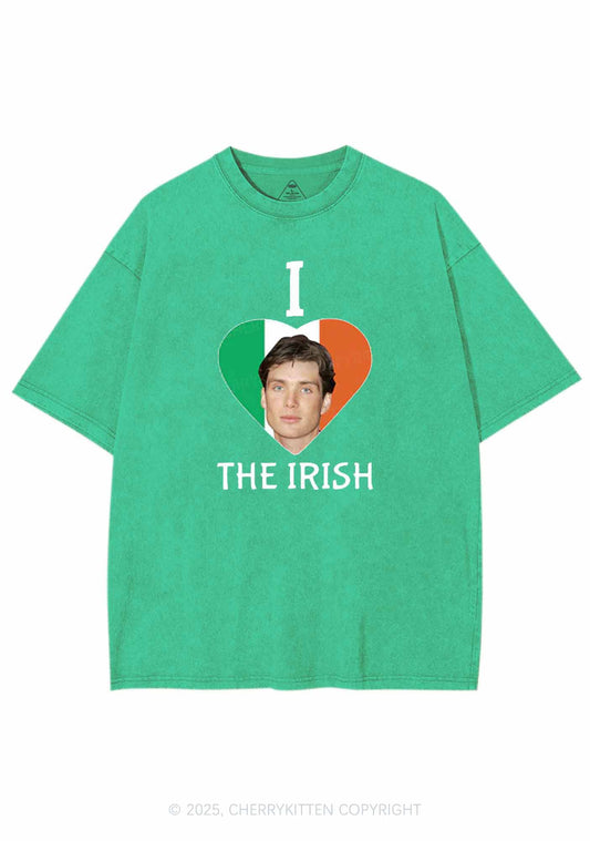 I Love The Irish Custom Photo St Patricks Y2K Washed Tee Cherrykitten