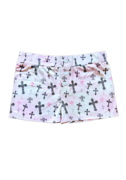 Y2K Cross Print Shorts Cherrykitten