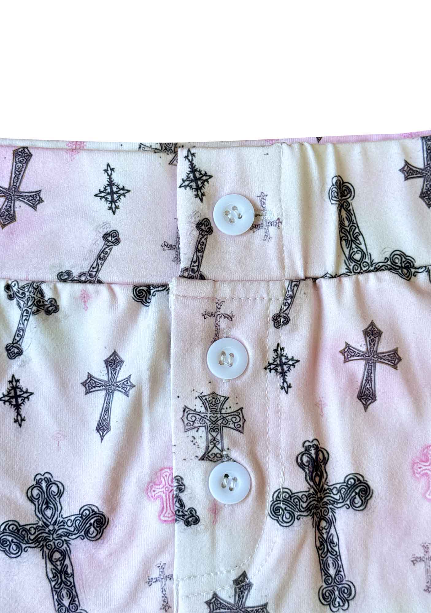 Y2K Cross Print Shorts Cherrykitten