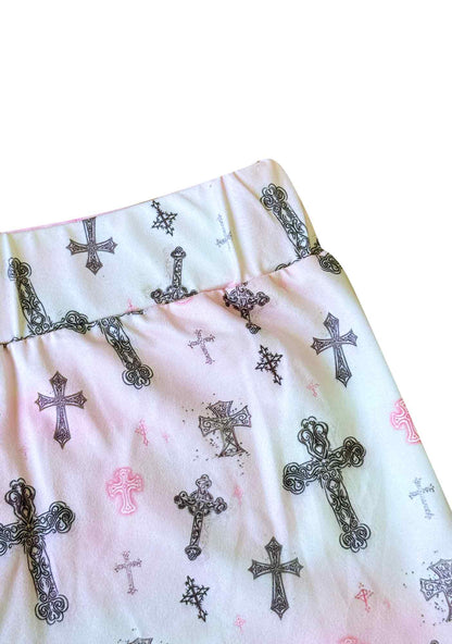 Y2K Cross Print Shorts Cherrykitten