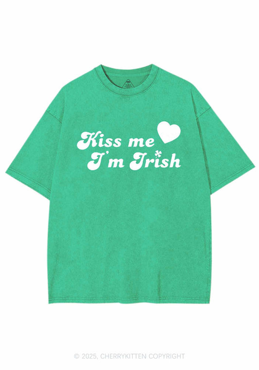 Kiss Me I'm Irish St Patricks Y2K Washed Tee Cherrykitten