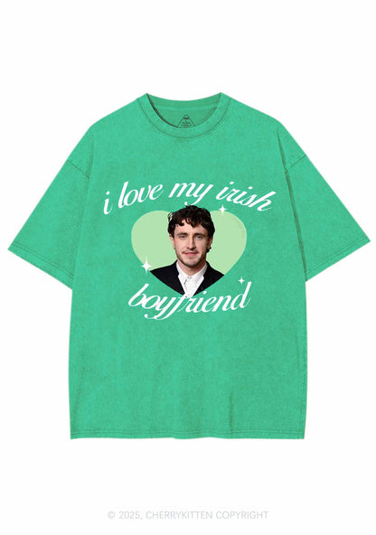 Love My Irish Boyfriend St Patricks Y2K Washed Tee Cherrykitten