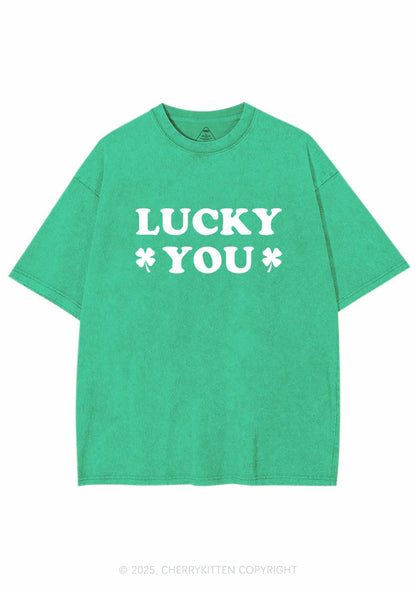 Lucky Green St Patricks Y2K Washed Tee Cherrykitten