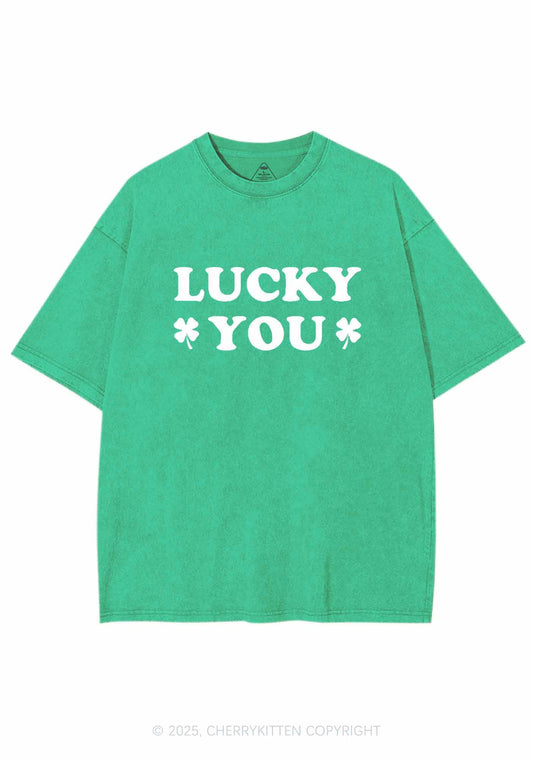 Lucky Green St Patricks Y2K Washed Tee Cherrykitten