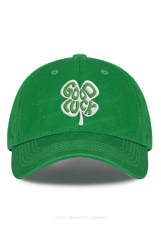 Embroidered Good Luck St Patricks Y2K Baseball Cap Cherrykitten