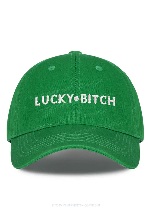 Embroidered Lucky Bxxch St Patricks Y2K Baseball Cap Cherrykitten