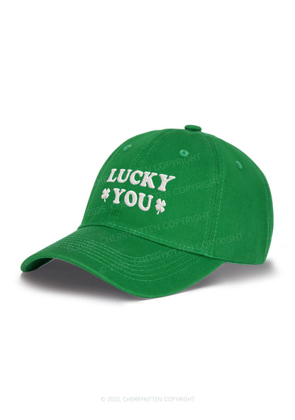 Embroidered Lucky Green St Patricks Y2K Baseball Cap Cherrykitten