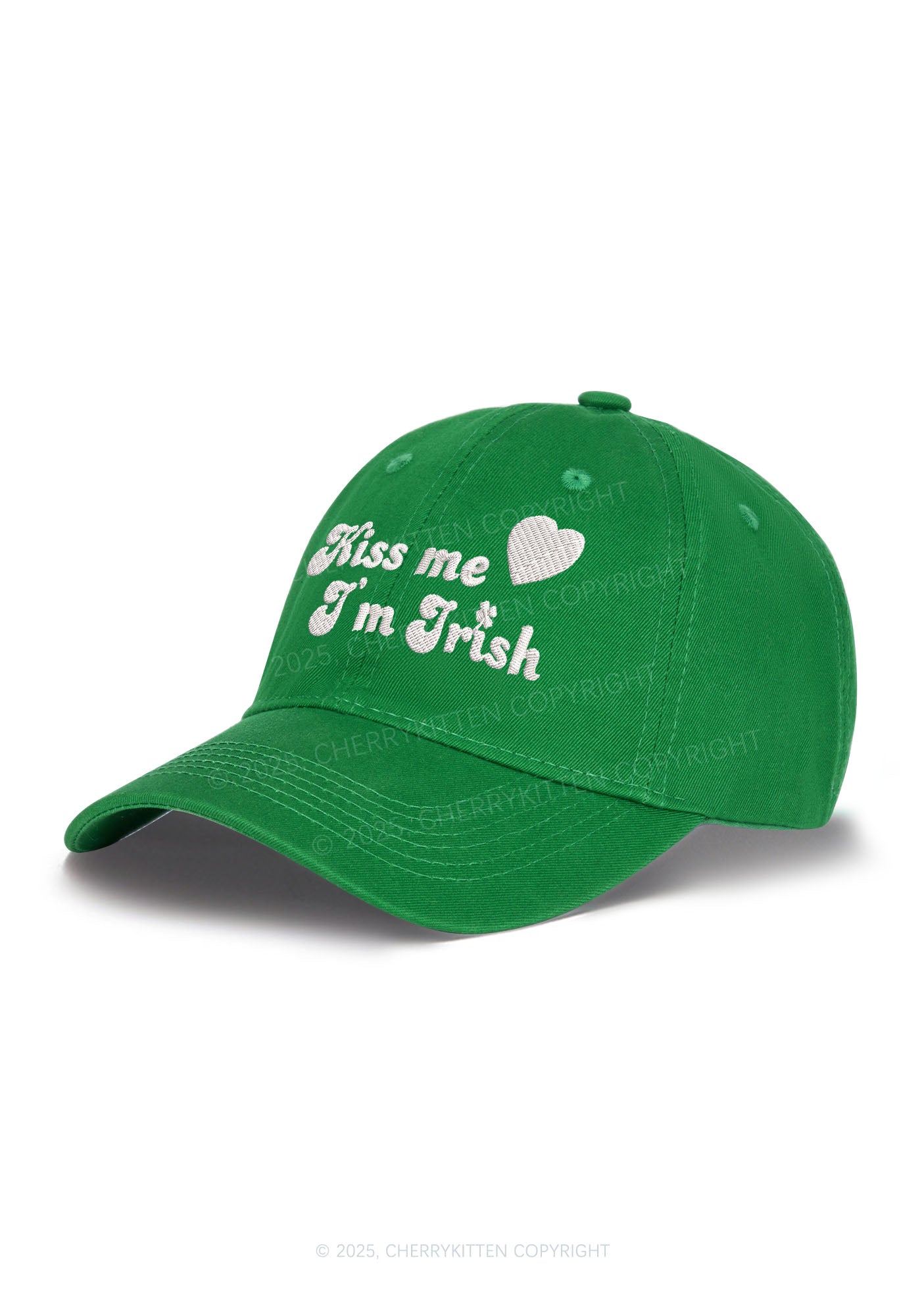 Embroidered Kiss Me St Patricks Y2K Baseball Cap Cherrykitten