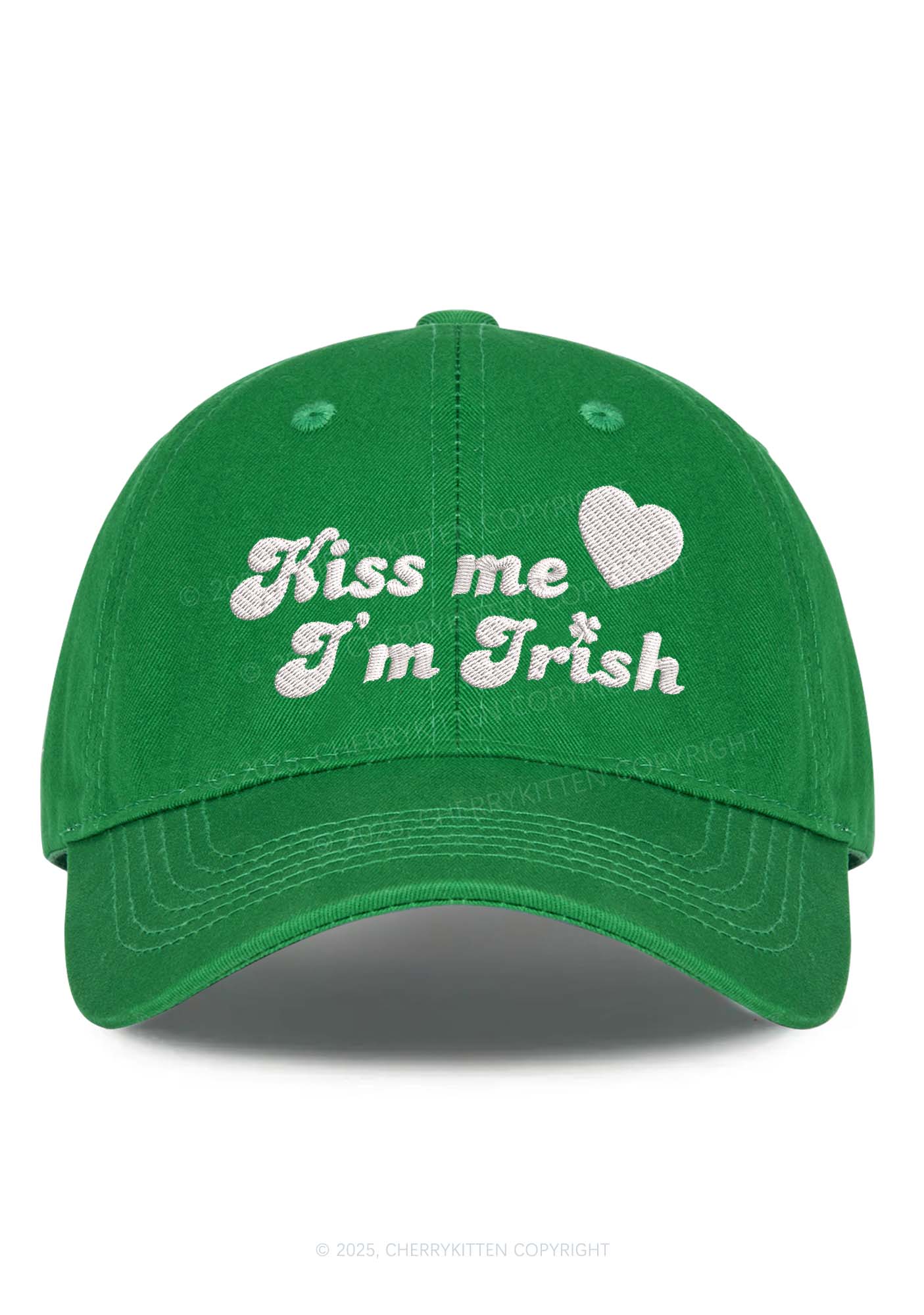 Embroidered Kiss Me St Patricks Y2K Baseball Cap Cherrykitten