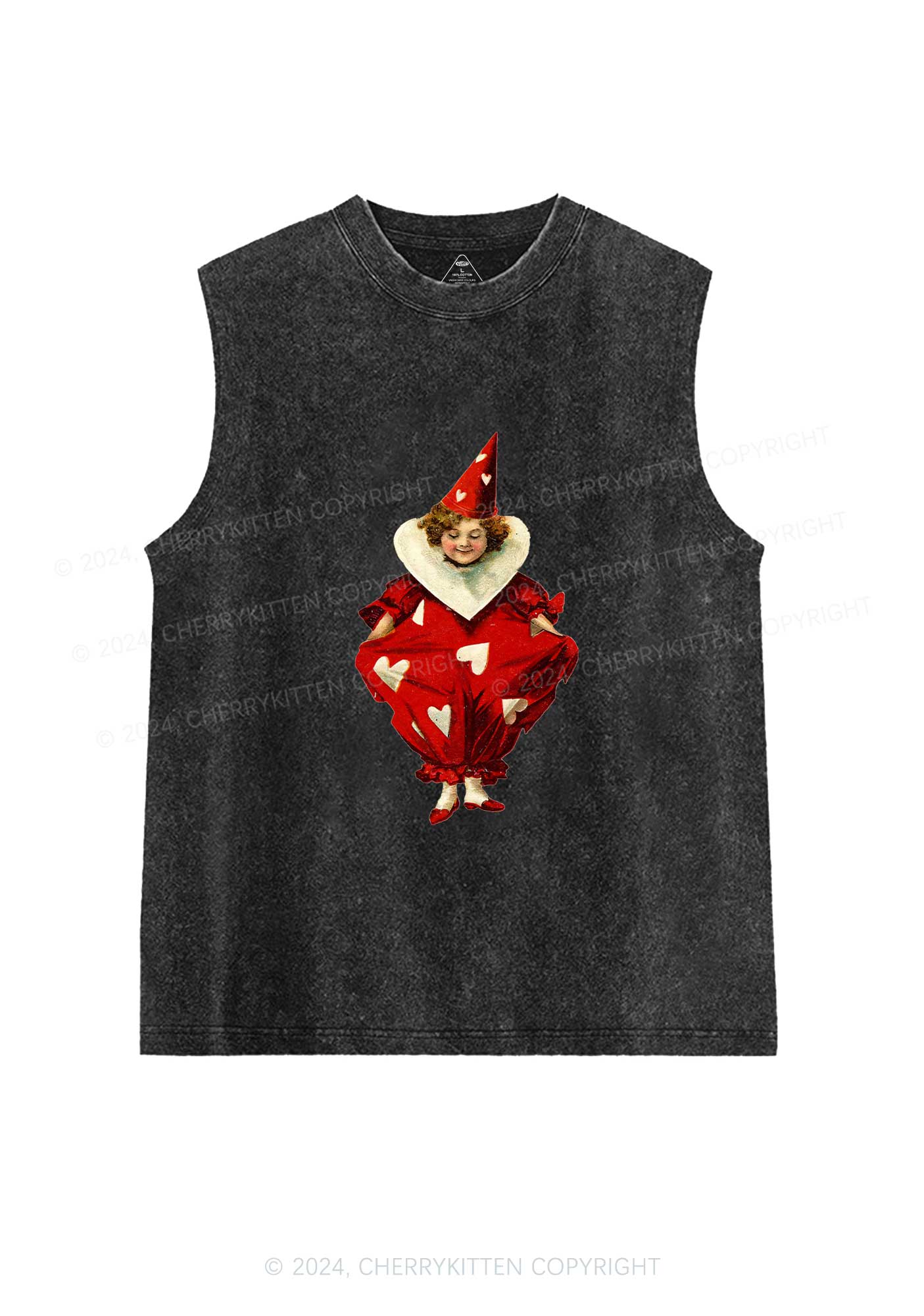 Heart Jester Y2K Valentine's Day Washed Tank Cherrykitten