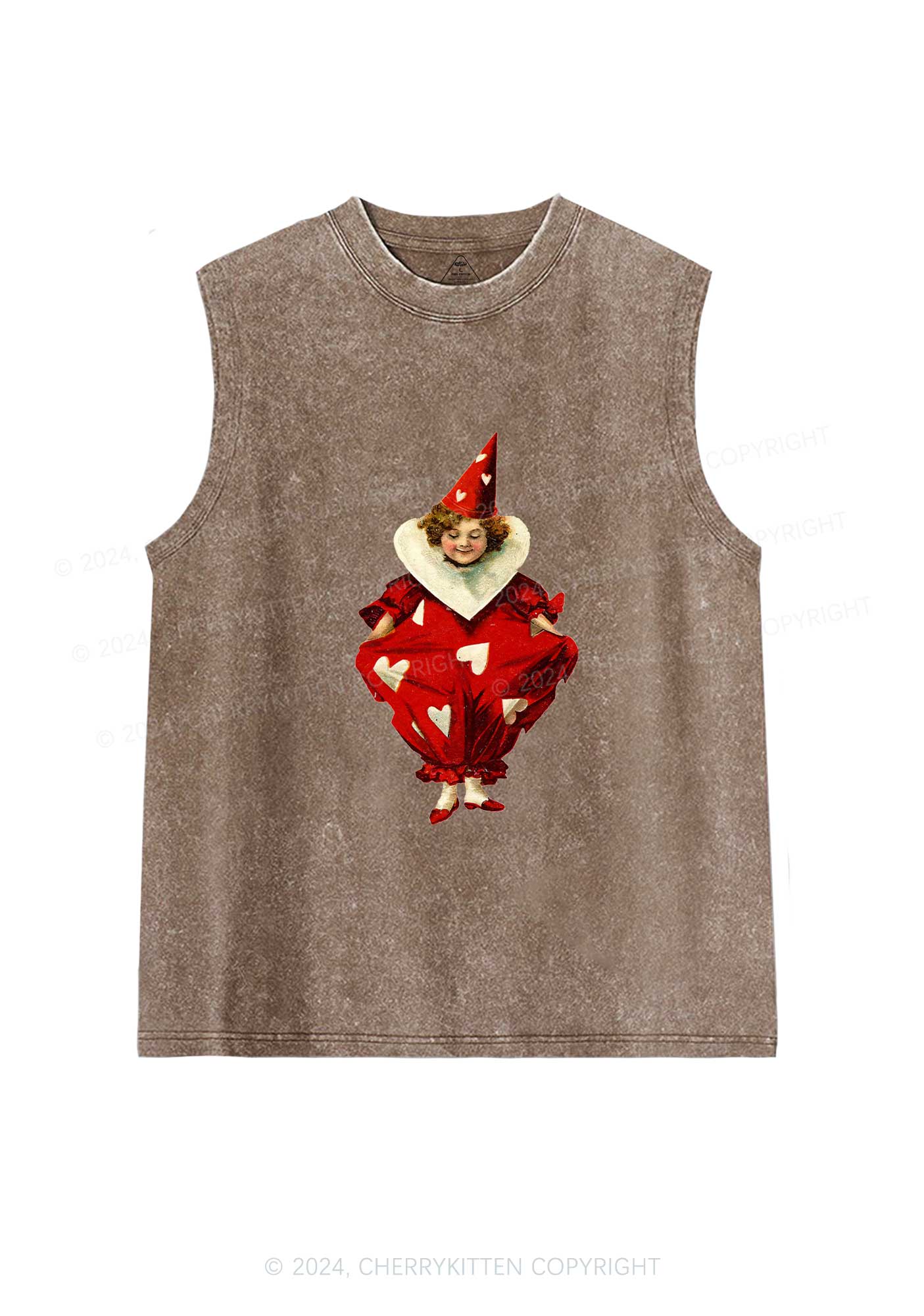 Heart Jester Y2K Valentine's Day Washed Tank Cherrykitten