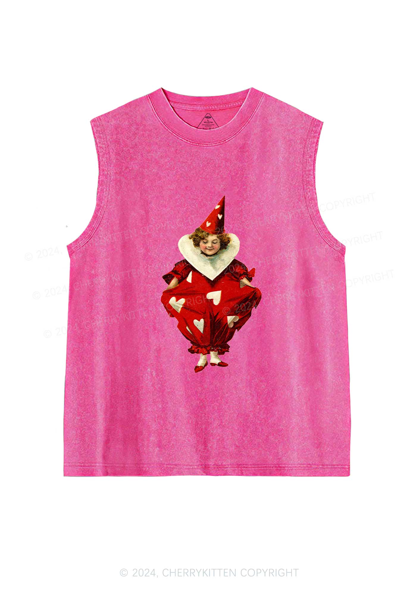 Heart Jester Y2K Valentine's Day Washed Tank Cherrykitten