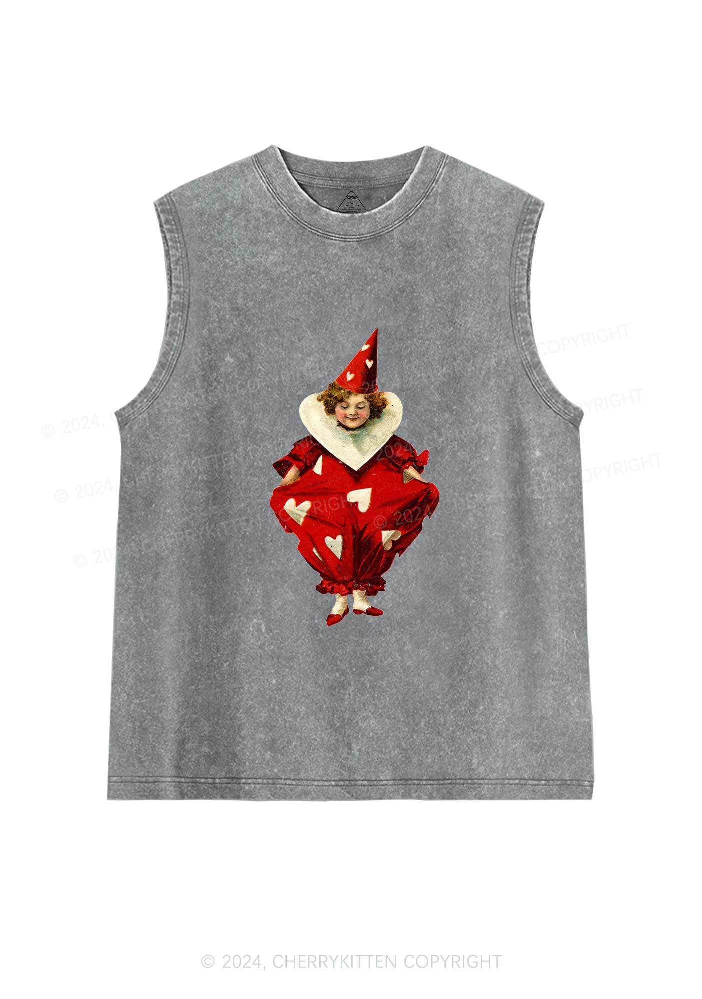 Heart Jester Y2K Valentine's Day Washed Tank Cherrykitten