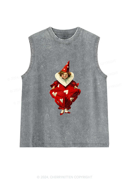 Heart Jester Y2K Valentine's Day Washed Tank Cherrykitten