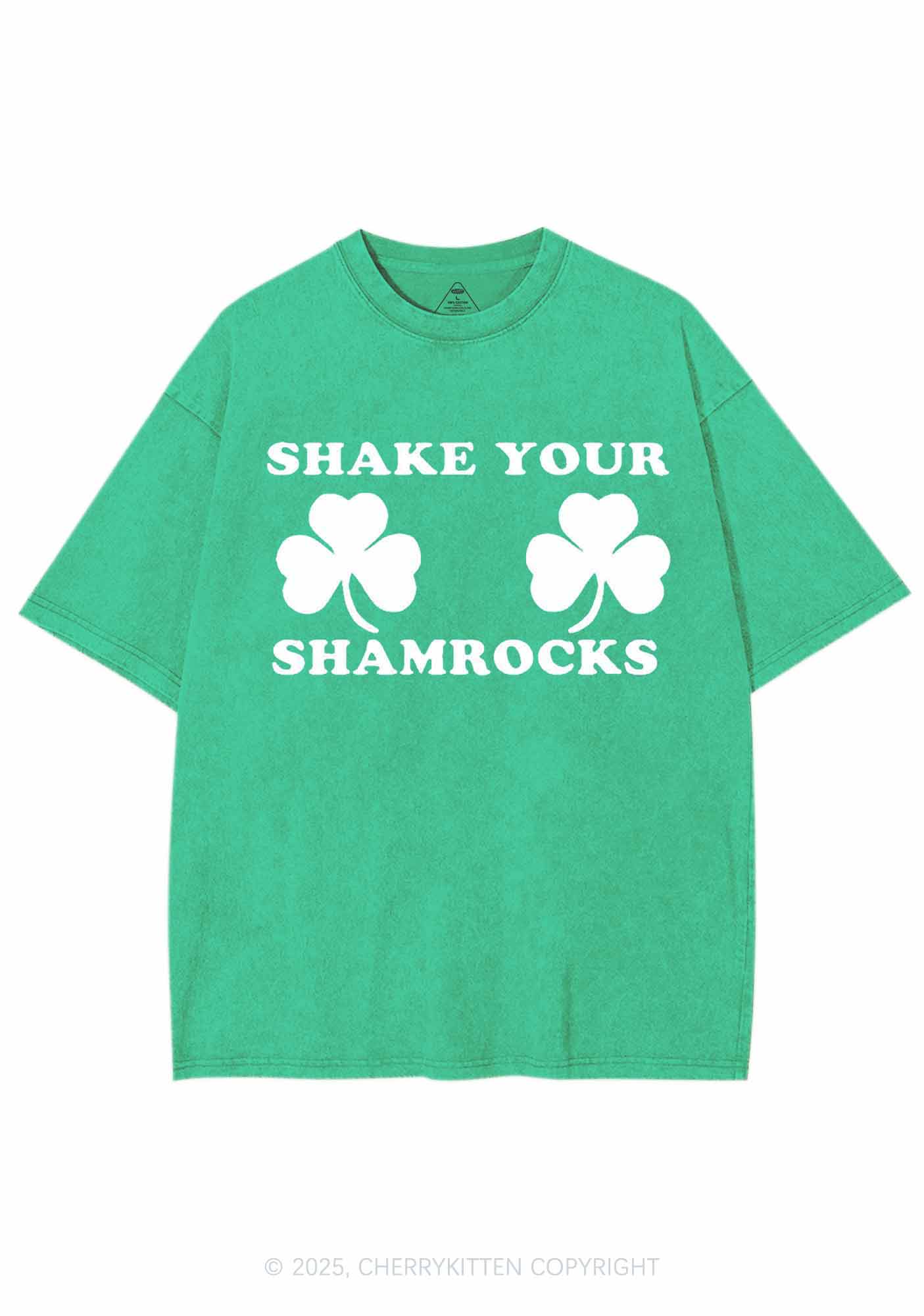 Shake Your Shamrocks St Patricks Y2K Washed Tee Cherrykitten