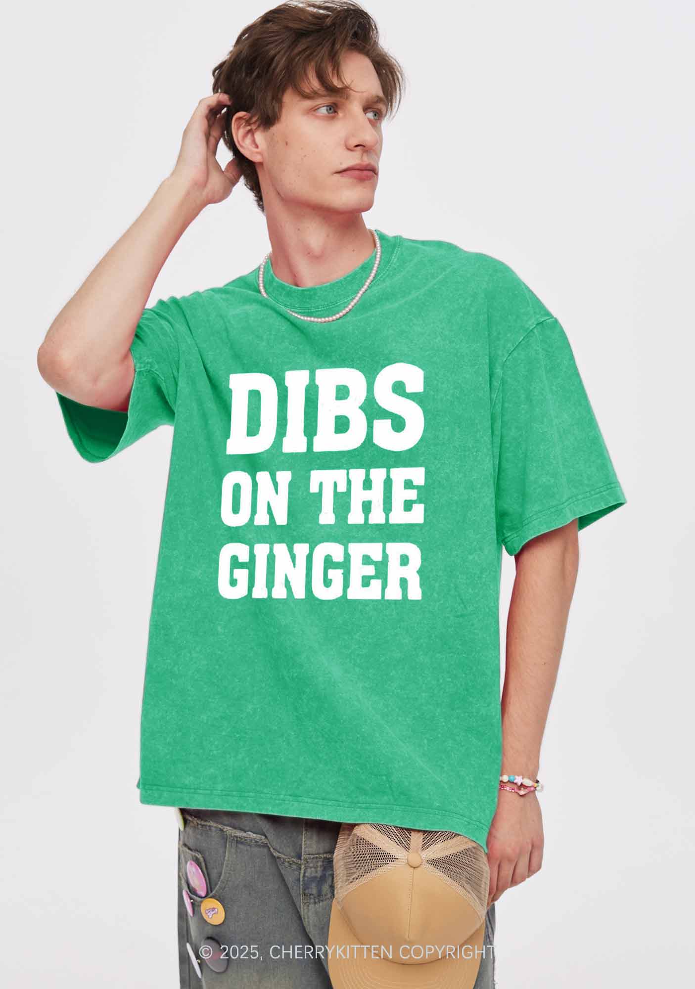 Dibs On The Ginger St Patricks Y2K Washed Tee Cherrykitten