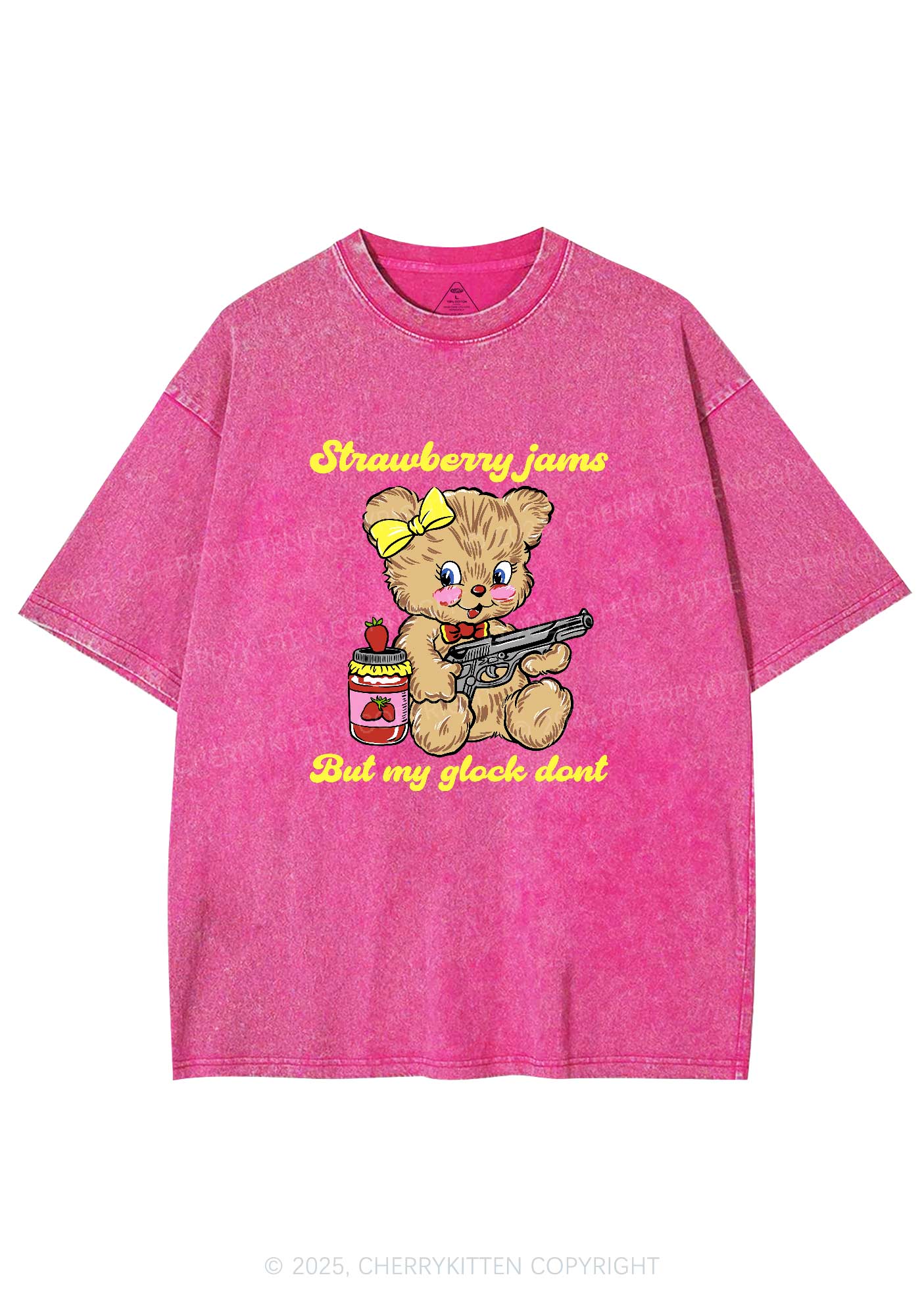 Strawberry Jams Bear Y2K Washed Tee Cherrykitten