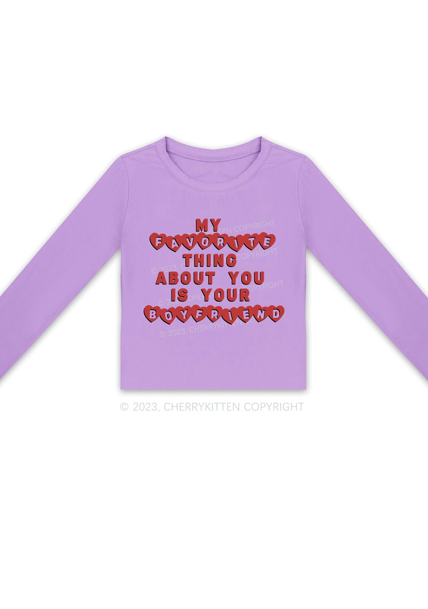 My Favorite Thing Is Your Boyfriend Y2K Long Sleeve Crop Top Cherrykitten